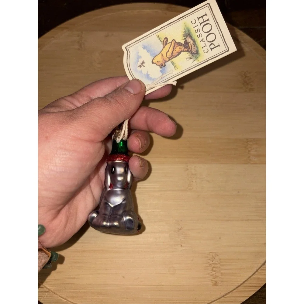 Disney  WINNIE‎ THE POOH Midwest Eeyore Blown Glass Christmas Ornament w/ Box